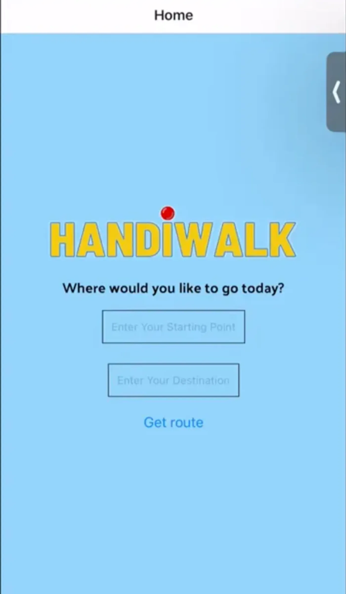 HandiWalk app home page