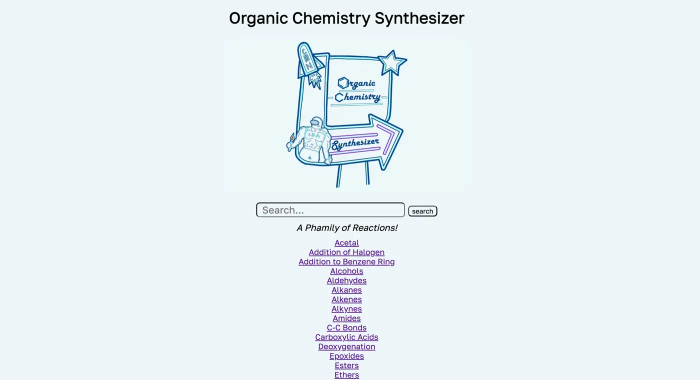 Home page of the organic chemistry study website