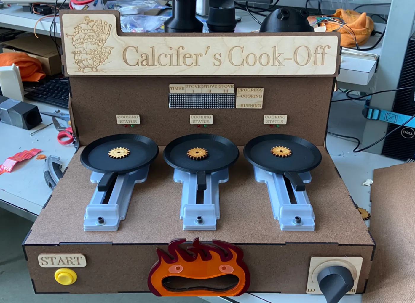 Calcifer's Cook-Off steampunk arcade game